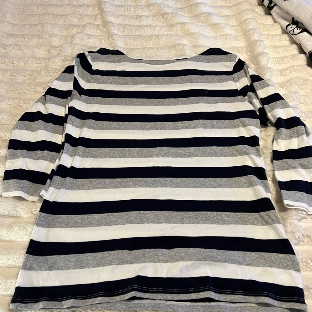 Tommy Hilfiger Navy and White Striped Tee